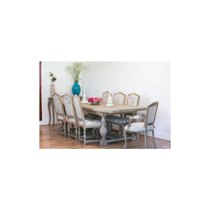 American Oak Solid Dining Table with 8 Parisian Print Chairs and Armchairs